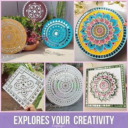 Craftinger Large Lippan Art Kit (12 Inch or 30 cm) - DIY Decor with Pre-Marked MDF Shapes, Acrylic Colors, and Mirrors