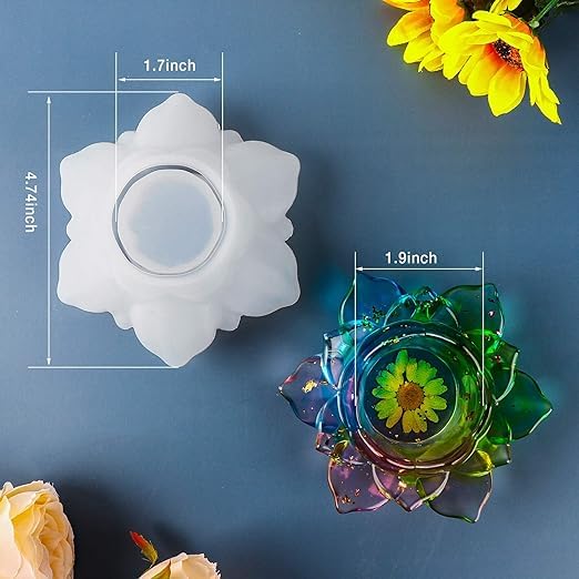 Craftinger DIY Resin Lotus Tealight Candle Holder Making Kit