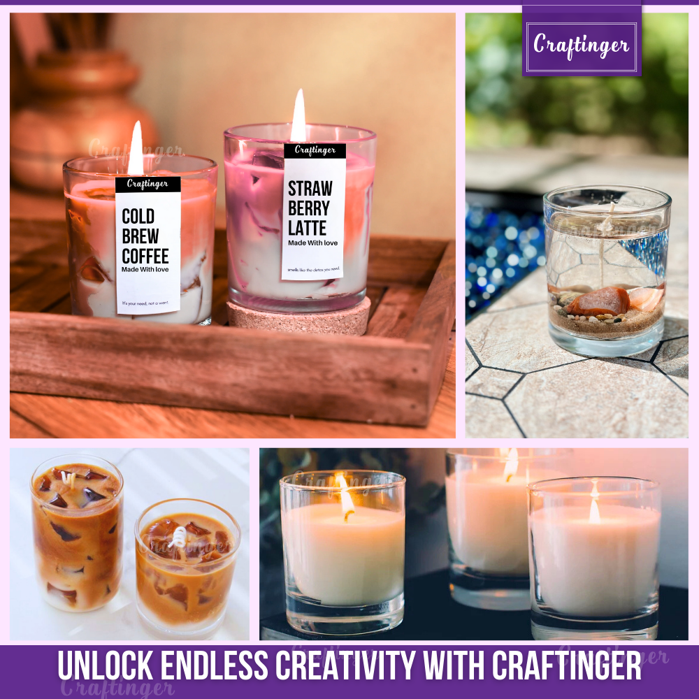 Craftinger DIY Candle Making Kit - Complete Set with 400gm SOYA Wax, Gel Wax, Jars, Wicks, Pigments, and Labels for Adults & Beginners