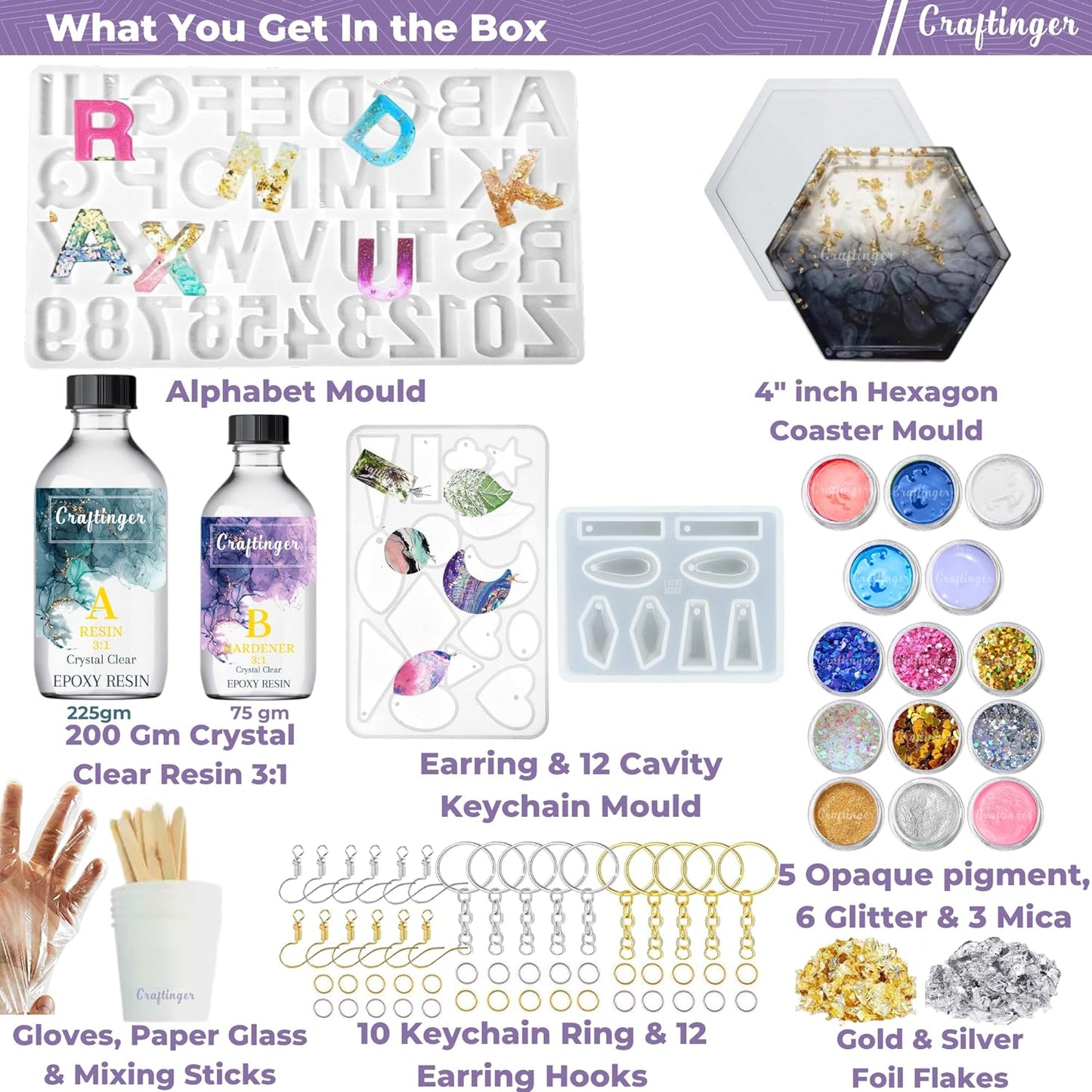 Craftinger DIY All In One Alphabet Keychain Earring Making Kit (52)